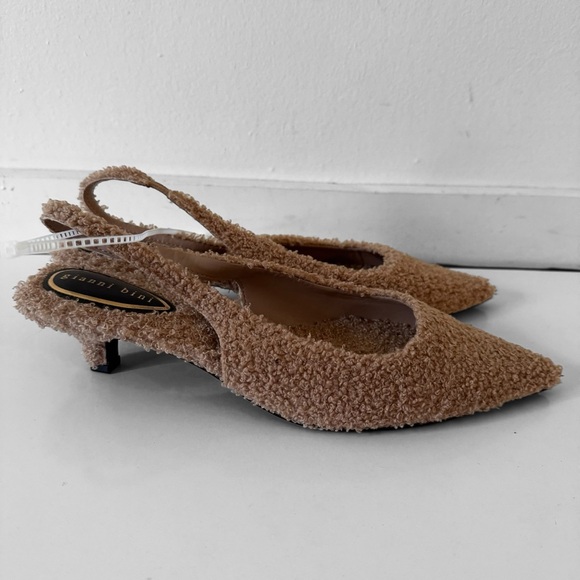 Gianni Bini Tan Fuzzy Heels - Picture 3 of 6